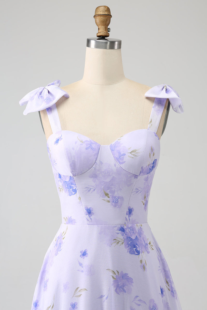 Load image into Gallery viewer, Lilac Corset Floral A-Line Long Prom Dress