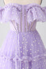 Load image into Gallery viewer, Off The Shoulder Lilac Corset Prom Dress