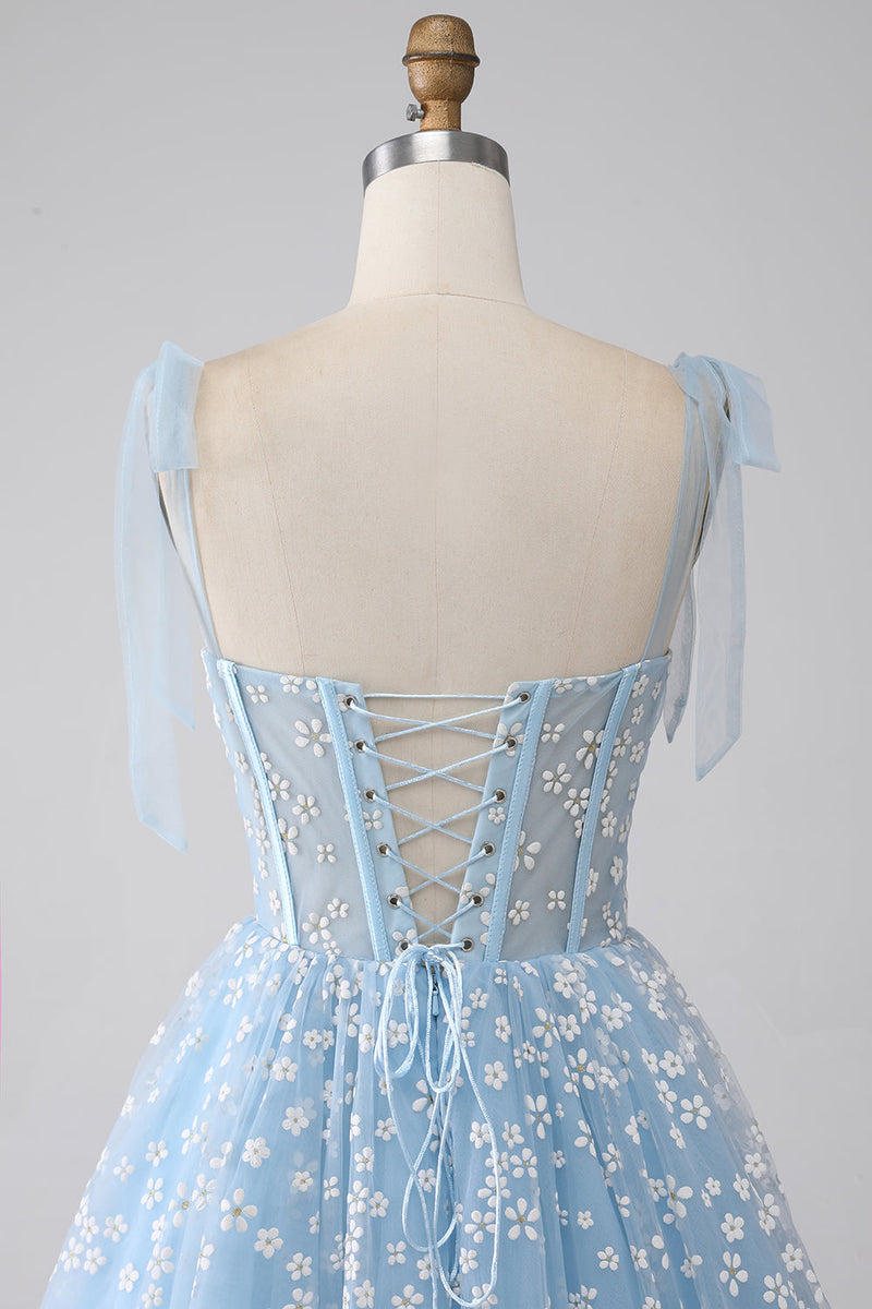 Load image into Gallery viewer, A-Line Spaghetti Straps Sky Blue Corset Prom Dress