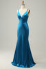 Load image into Gallery viewer, Peacock Blue Mermaid Backless Long Prom Dress