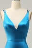 Load image into Gallery viewer, Blue Mermaid Backless Long Prom Dress