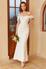 Load image into Gallery viewer, Simple Off the Shoulder Boho Wedding Dress