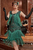 Load image into Gallery viewer, Dark Green Gatsby 1920s Dress with Sequins and Fringes