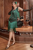 Load image into Gallery viewer, Dark Green Gatsby 1920s Dress with Sequins and Fringes