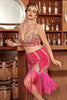 Load image into Gallery viewer, Two Pieces Fuchsia Gatsby 1920s Flapper Dress With Fringes