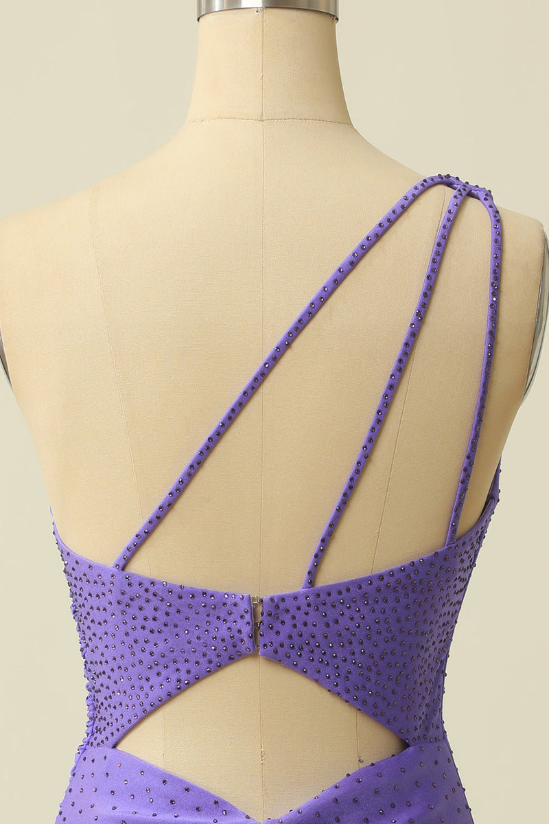 Load image into Gallery viewer, One Shoulder Purple Party Dress