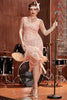 Load image into Gallery viewer, Blush Sequins 1920s Flapper Gatsby Dress with Fringes