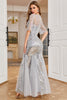 Load image into Gallery viewer, Sparkly Round Neck Grey Sequins Long Prom Dress with Sleeves