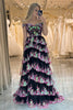 Load image into Gallery viewer, Sparkly Black Pink Tiered A-Line Long Prom Dress with Lace