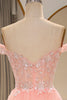 Load image into Gallery viewer, Glitter Blush Tiered A-Line Long Prom Dress with Lace