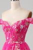 Load image into Gallery viewer, Off The Shoulder Fuchsia Prom Dress with Sequins