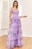 Load image into Gallery viewer, Off the Shoulder Purple Corset Prom Dress with Slit