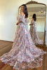 Load image into Gallery viewer, Pink Green Floral Off the Shoulder Long Prom Dress_2