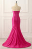 Load image into Gallery viewer, Fuchsia Satin Mermaid Prom Dress with Split Front