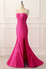 Load image into Gallery viewer, Fuchsia Satin Mermaid Prom Dress with Split Front