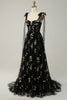 Load image into Gallery viewer, A-Line Spaghetti Straps Black Long Prom Dress with Embroidery