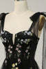 Load image into Gallery viewer, A-Line Spaghetti Straps Black Long Prom Dress with Embroidery