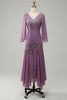 Load image into Gallery viewer, Grey Purple Mermaid Chiffon Mother of the Bride Dress with Lace