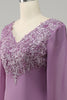 Load image into Gallery viewer, Grey Purple Mermaid Chiffon Mother of the Bride Dress with Lace