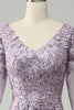 Load image into Gallery viewer, Grey Purple Chiffon Mother of the Bride Dress with Lace