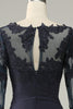 Load image into Gallery viewer, Asymmetrical Navy Mother of Bride Dress with Long Sleeves