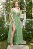 Load image into Gallery viewer, A-Line Spaghetti Straps Green Long Prom Dress with Embroidery