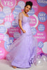 Load image into Gallery viewer, Tulle Sweetheart Purple Long Prom Dress with Ruffles