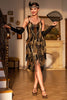 Load image into Gallery viewer, Spaghetti Straps Black Golden 1920s Dress with Fringes