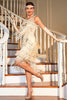 Load image into Gallery viewer, Fringed Champagne Roaring 20s Great Gatsby Dress for Party