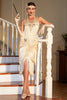 Load image into Gallery viewer, Fringed Champagne Roaring 20s Great Gatsby Dress for Party