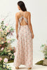 Load image into Gallery viewer, Blush Floral Chiffon Long Bridesmaid Dress with Slit