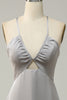 Load image into Gallery viewer, Mermaid Spaghetti Straps Grey Long Bridesmaid Dress with Open Back