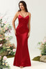 Load image into Gallery viewer, Mermaid Spaghetti Straps Burgundy Long Bridesmaid Dress with Backless