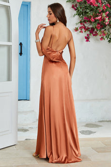 Copper Mermaid Long Wedding Guest Dress