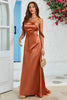 Load image into Gallery viewer, Copper Mermaid Long Wedding Guest Dress