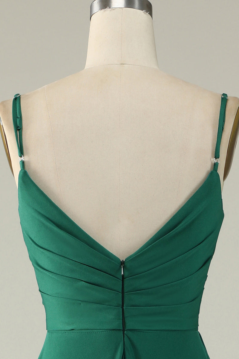 Load image into Gallery viewer, Spaghetti Straps Dark Green Long Prom Dress