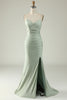 Load image into Gallery viewer, Mermaid Light Green Long Prom Dress with Slit