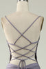 Load image into Gallery viewer, Mermaid Lace-Up Back Grey Purple Long Prom Dress
