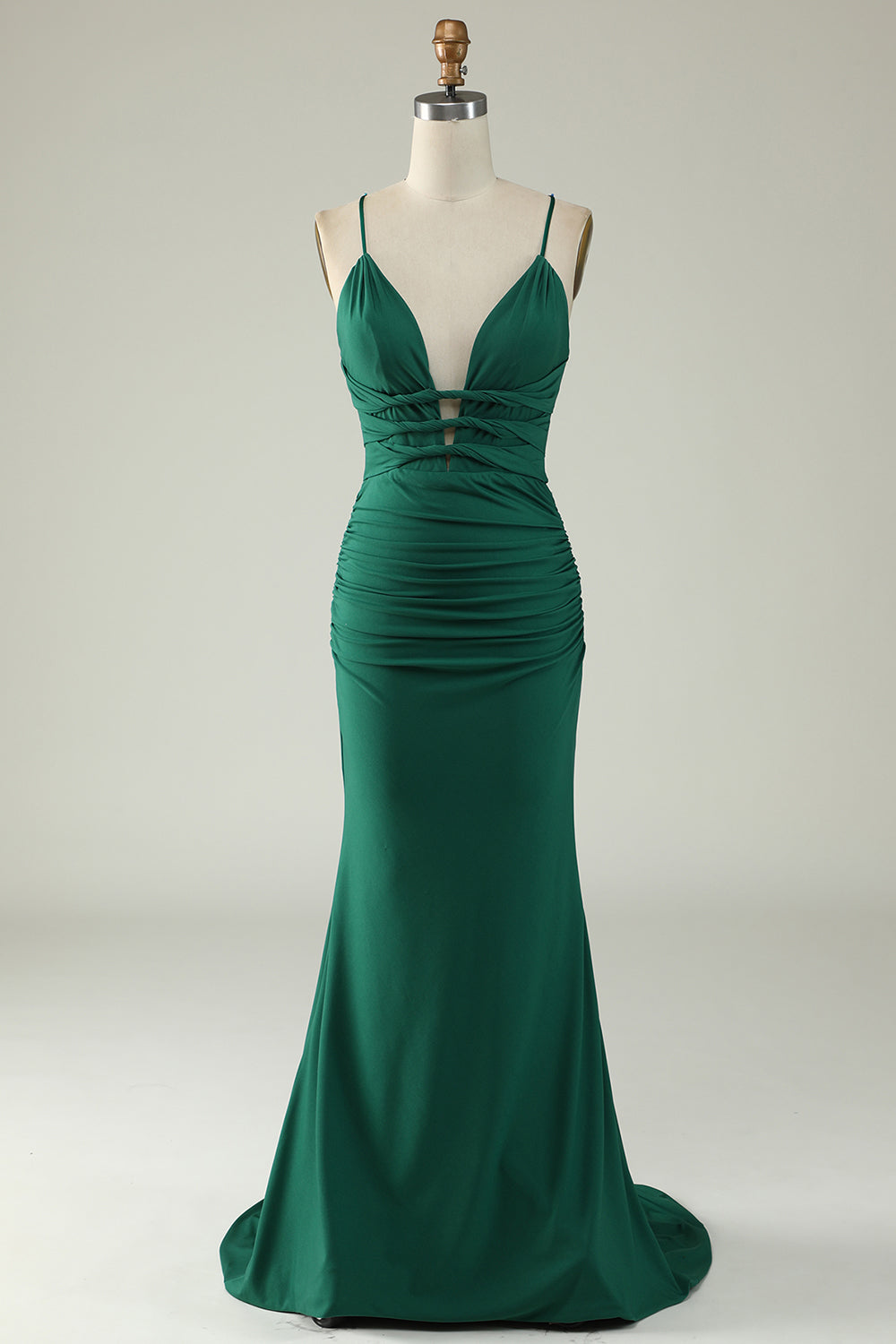 Mermaid Deep V-Neck Dark Green Long Prom Dress