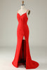 Load image into Gallery viewer, Mermaid Spaghetti Straps Red Long Prom Dress with Slit