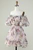 Load image into Gallery viewer, Off the Shoulder Short Prom Dress with Floral Print