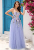 Load image into Gallery viewer, Lavender A Line Sweetheart Prom Dress with Appliques