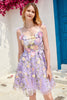 Load image into Gallery viewer, Purple Cute Corset Short Prom Dress with 3D Flowers