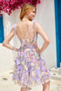 Load image into Gallery viewer, Purple Cute Corset Short Prom Dress with 3D Flowers