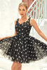 Load image into Gallery viewer, Black A Line Tulle Short Prom Dress with Stars