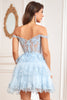 Load image into Gallery viewer, Princess A Line White Corset Tiered Short Prom Dress with Lace