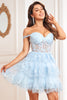 Load image into Gallery viewer, Princess A Line White Corset Tiered Short Prom Dress with Lace