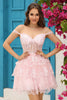 Load image into Gallery viewer, Princess A Line White Corset Tiered Short Prom Dress with Lace