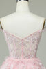 Load image into Gallery viewer, Cute A Line Off the Shoulder Pink Corset Short Prom Dress with Lace