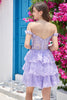 Load image into Gallery viewer, Cute A Line Off the Shoulder Pink Corset Short Prom Dress with Lace